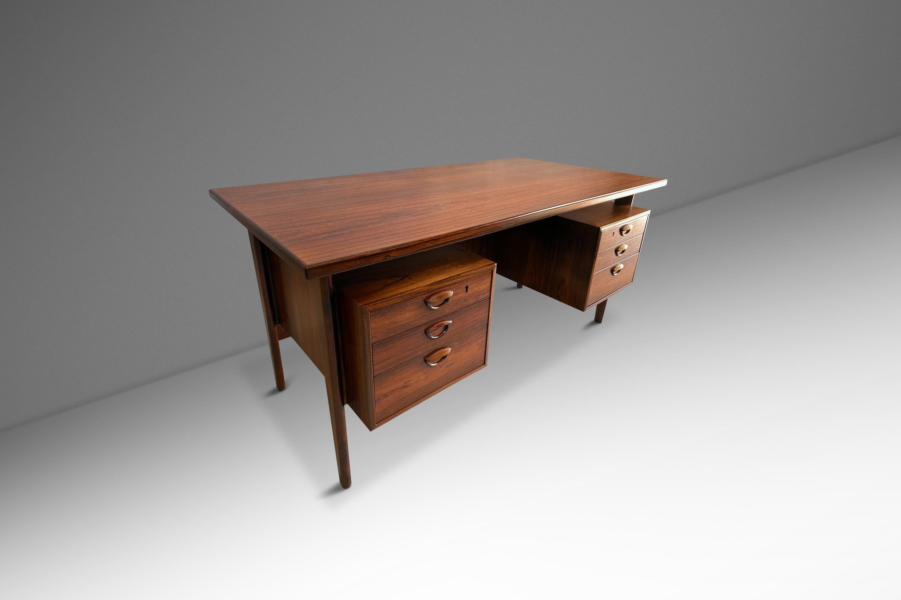 Mid-Century Modern Floating Executive Desk, Kai Kristiansen, Feldballes Mobelfabrik, Denmar, 1960's