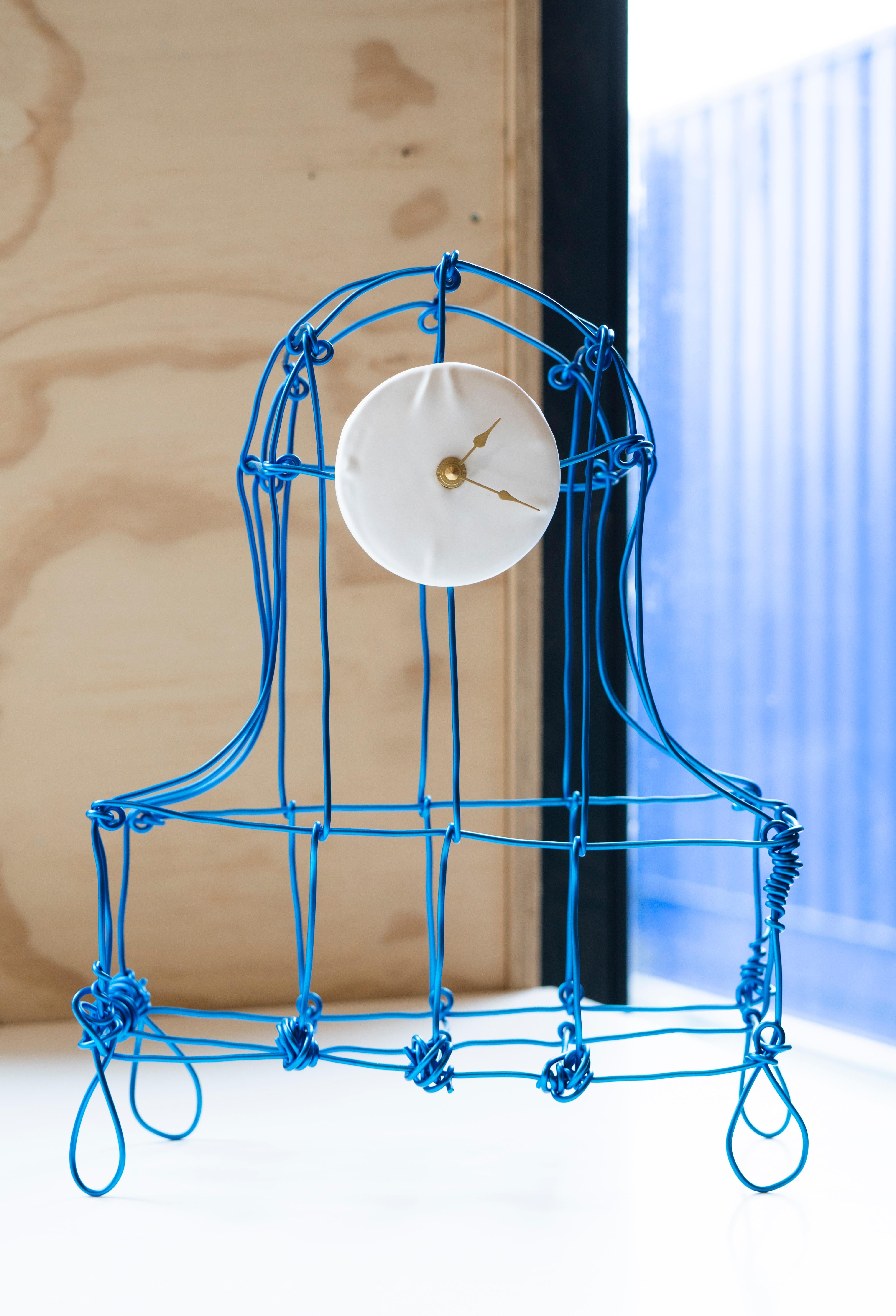 Modern Floating Frames Mantel Clock Blue For Sale