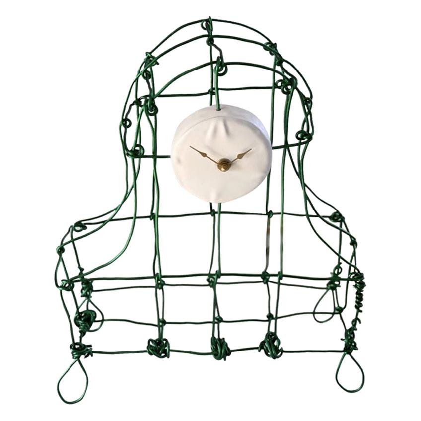 Floating Frames Mantel clock Aluminium Green For Sale