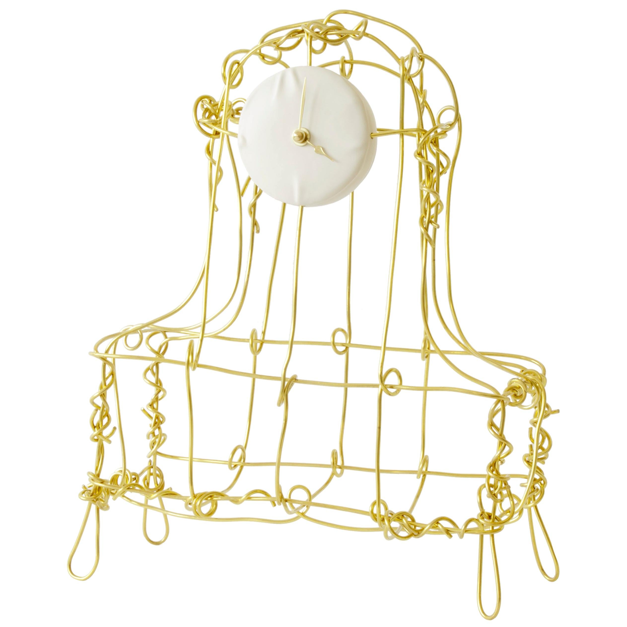 Floating Frames Mantel clock Brass For Sale