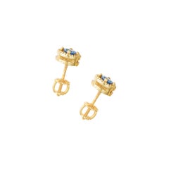 Floating Gem Stud Earrings with Blue Sapphire