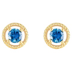 Floating Gem Stud Earrings with Blue Sapphire