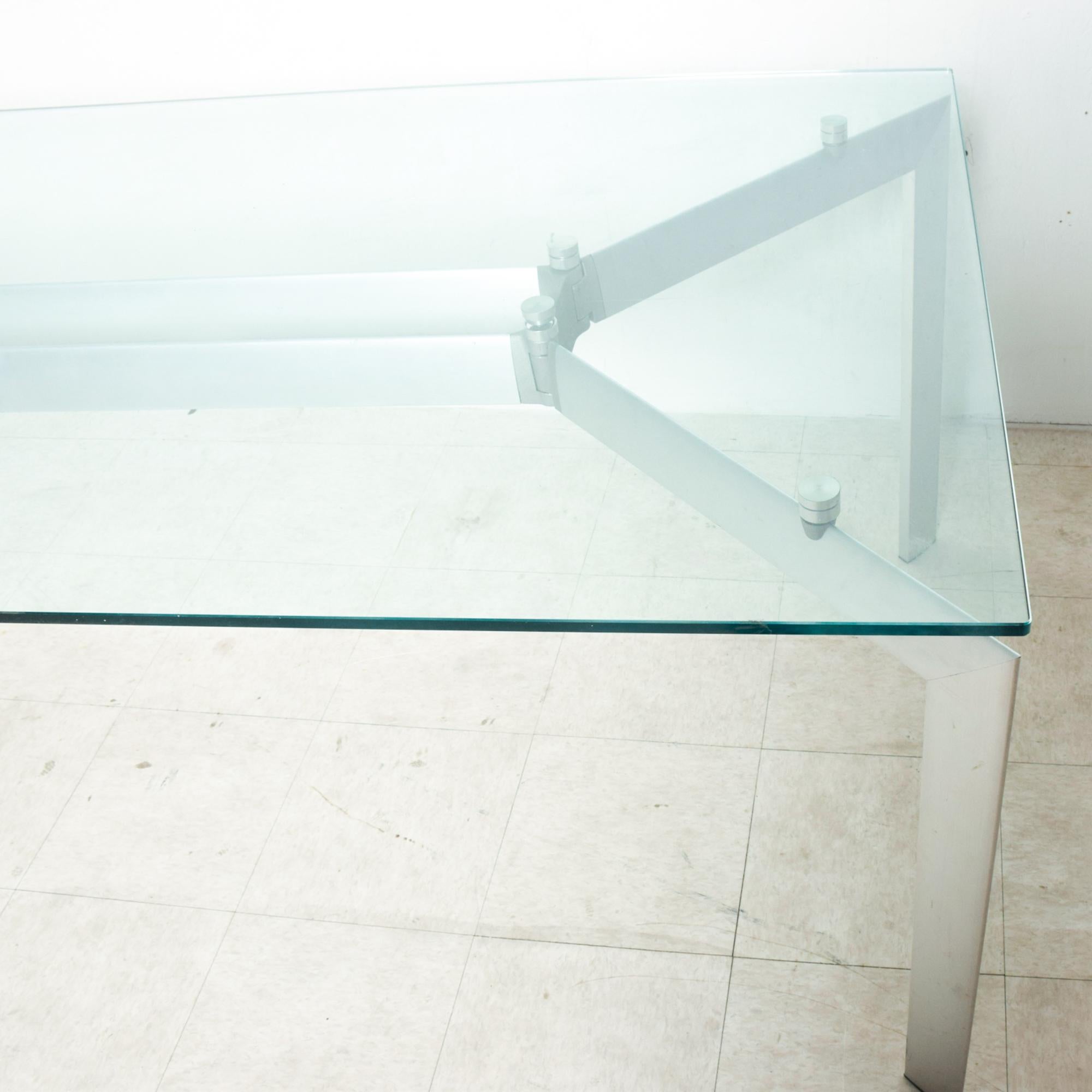 1990s Floating Glass Metal Metra Dining Table Makio Hasuike for Seccose Italy In Good Condition In Chula Vista, CA