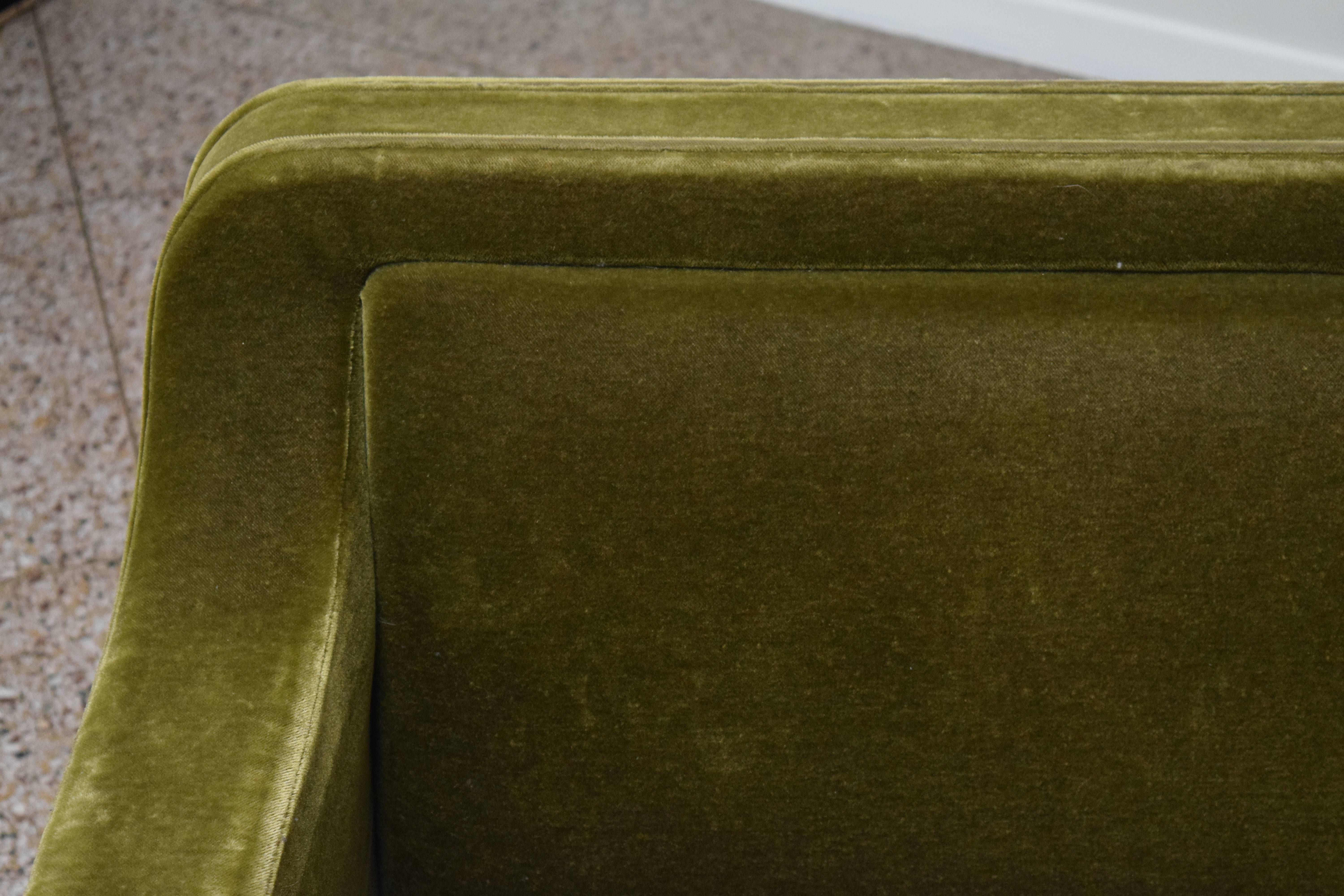 Late 20th Century Floating Green Velvet Sofa by Lehigh-Leopold For Sale