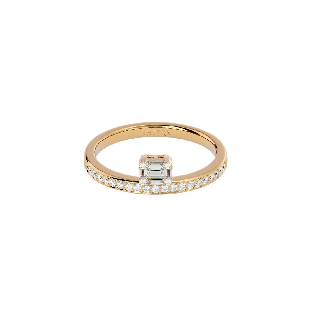 Elements
With its stunning combination of diamonds, woven together with gold, the Floating Illusion Diamond Ring offers a unique appearance that really emphasizes the center stone. The result is an elegant statement ring that will be treasured for