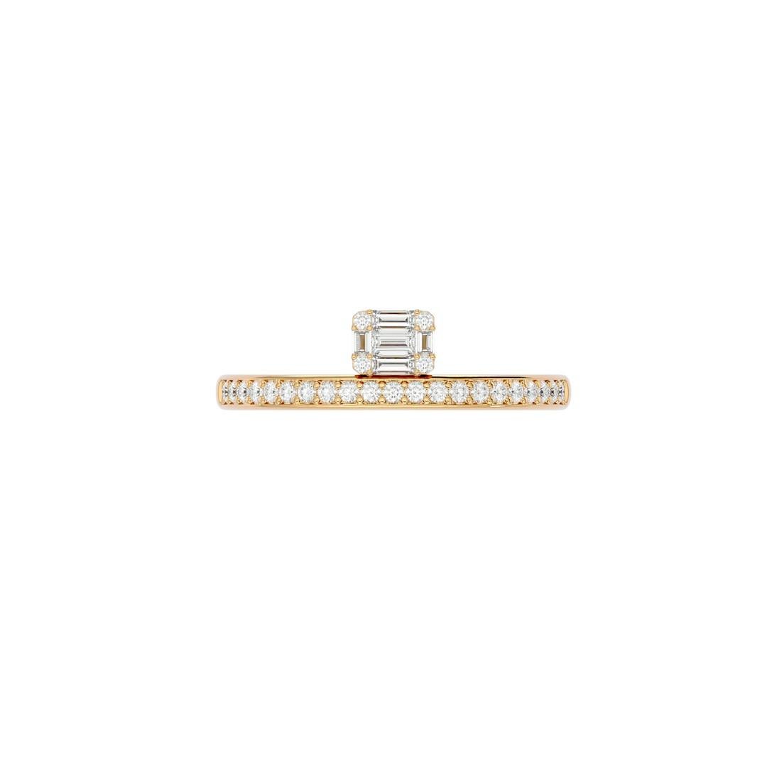 Round Cut Floating Illusion Diamond Ring in 18 Karat Gold For Sale