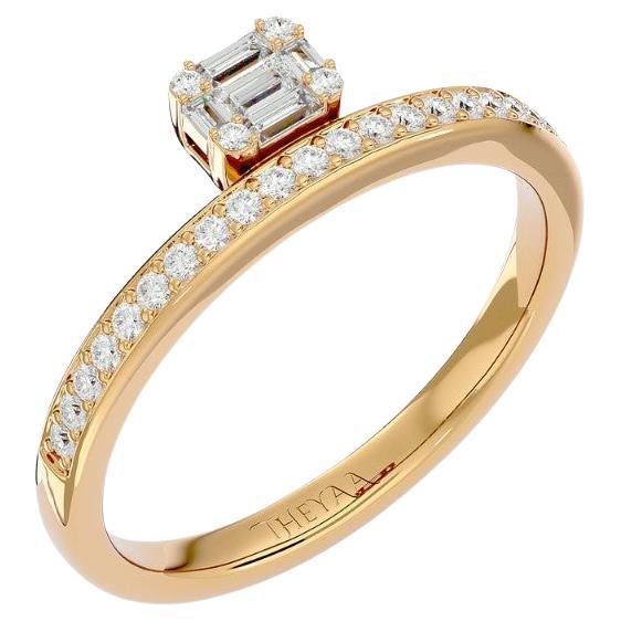 Floating Illusion Diamond Ring in 18 Karat Gold For Sale