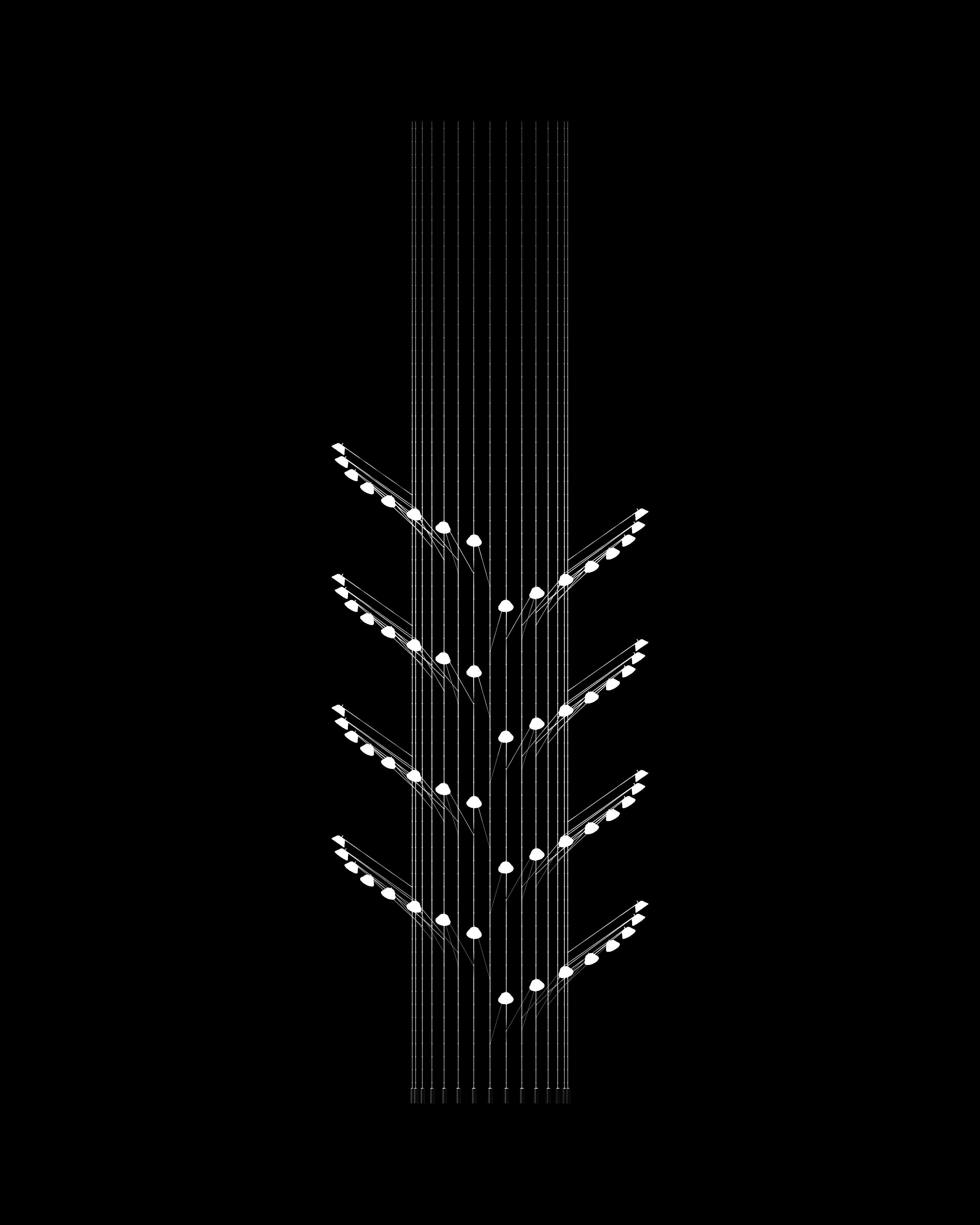 Floating lights 
Model A.16.01.E64 (Form.Rows.Version.Number of Elements)
Form: a (arch or half circle)
Rows: 15 (16 lines)
Version: 1
Number of elements: 64 lighting elements
 
The design functions as an interior tool made for any possible