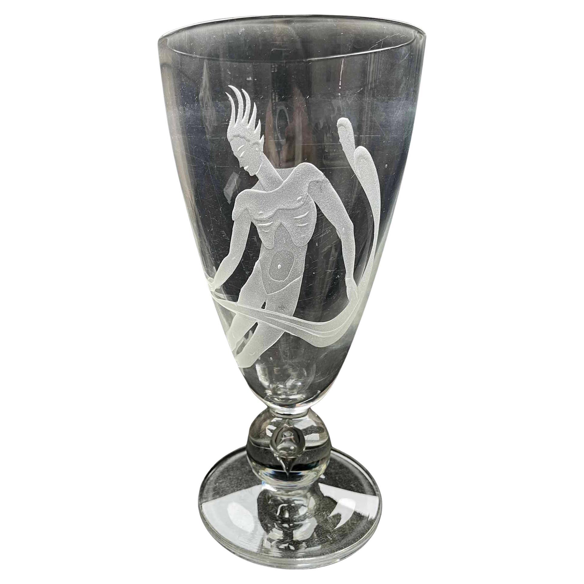 "Floating Male Nude with Drapery, " Highly Rare Art Deco Vase by Grosz For Sale