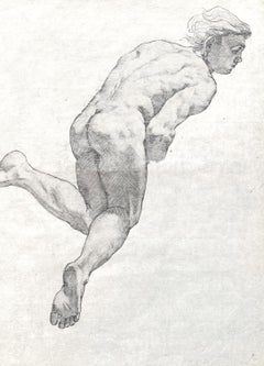 "Floating Man, " Study for Ceiling Mural with Male Nude by Allyn Cox, 1920s