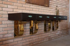 Floating Mexican Console With Stone Inset and Pepe Mendoza Drawer Pulls