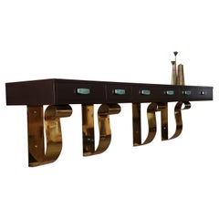 Floating Mexican Console With Stone Inset and Pepe Mendoza Drawer Pulls