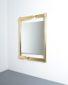 Luciano Frigerio Midcentury Brass Mirror with Twisted Frame, Italy, circa 1970