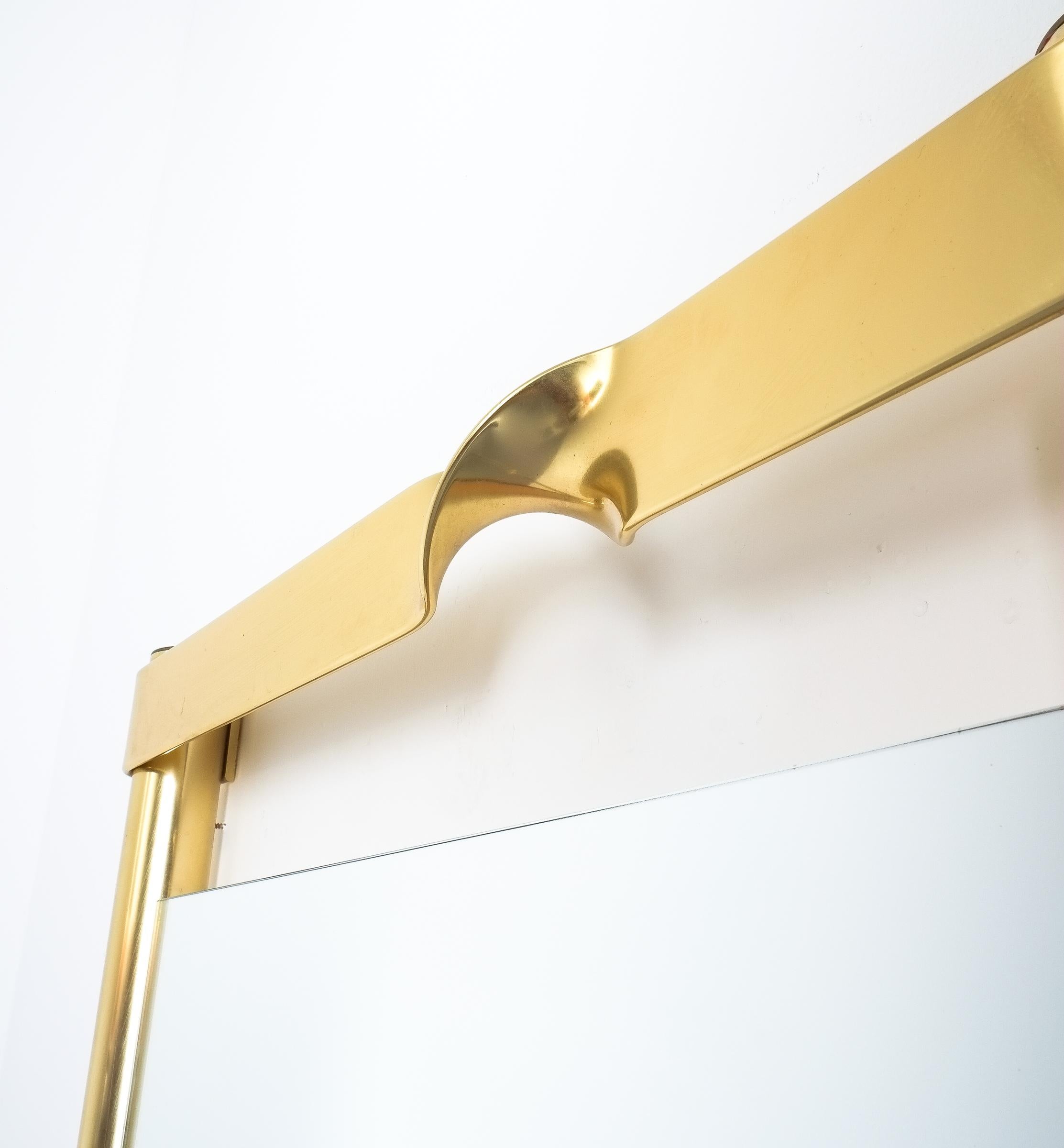 Aluminum Luciano Frigerio Midcentury Brass Mirror with Twisted Frame, Italy, circa 1970 For Sale
