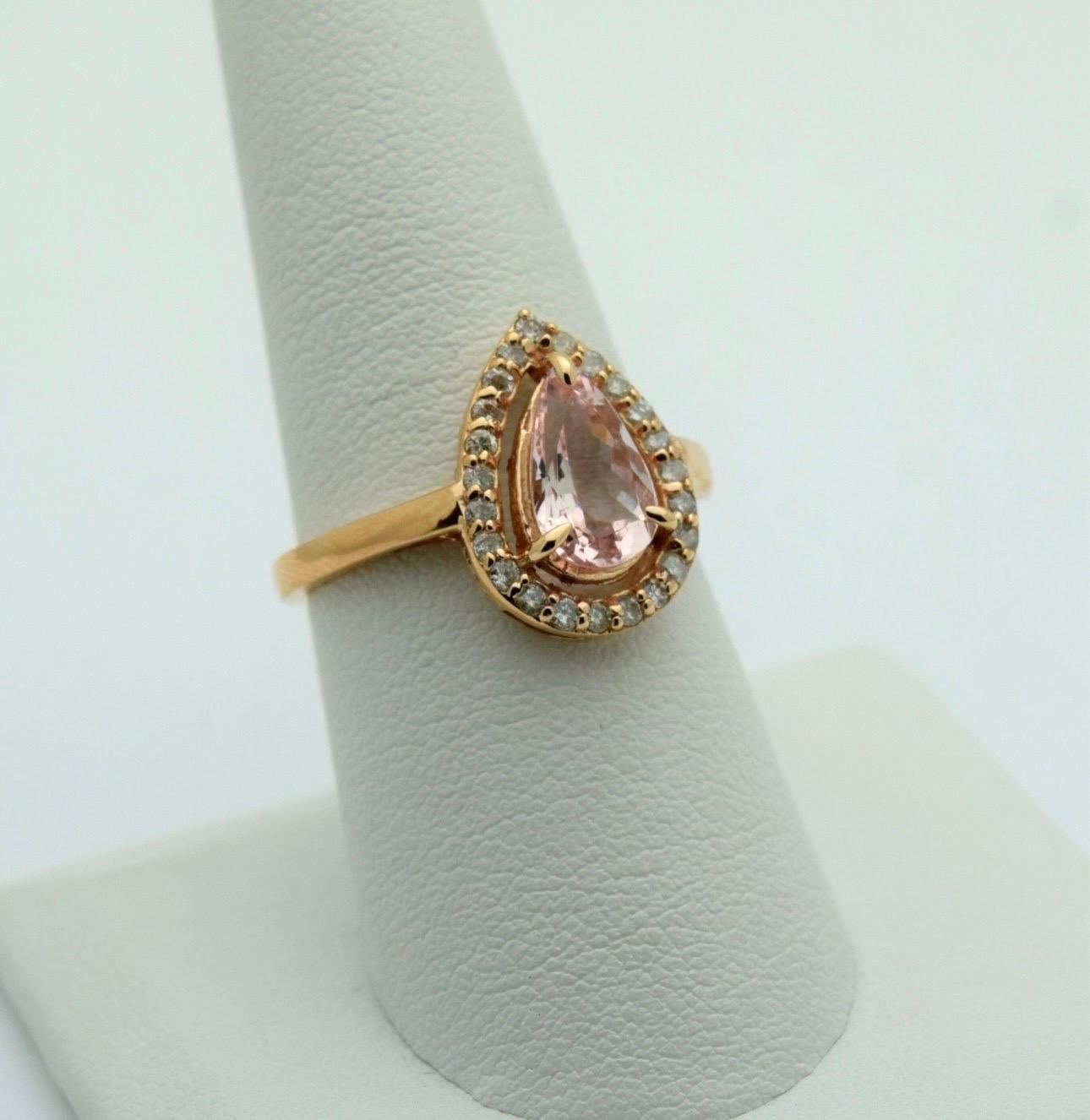 Women's or Men's Floating morganite diamond engagement ring 18KT gold For Sale