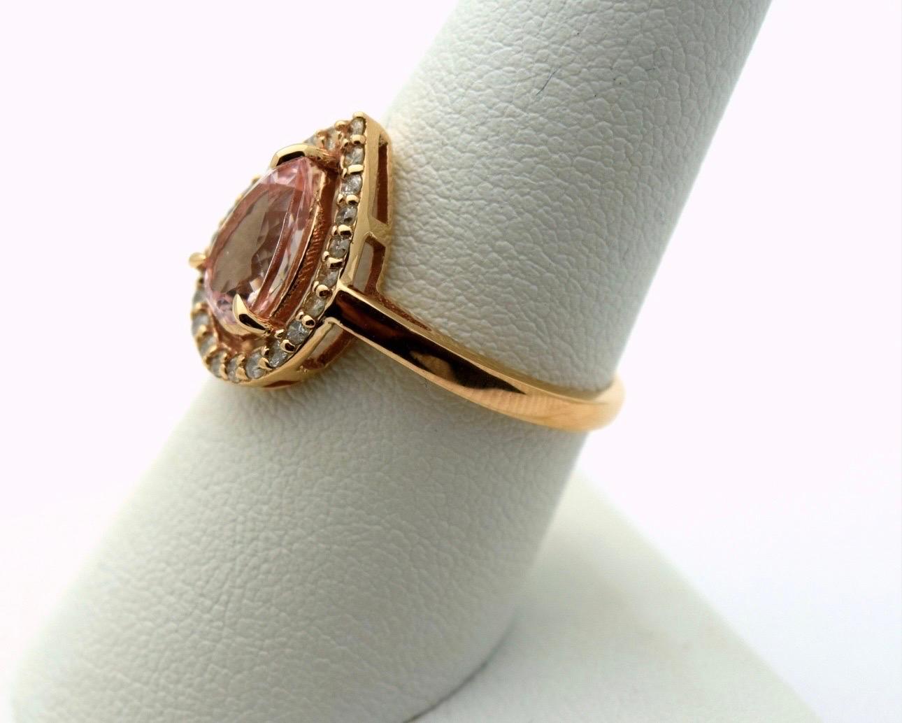 Floating morganite diamond engagement ring 18KT gold For Sale 1