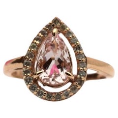 Floating morganite diamond engagement ring 18KT gold