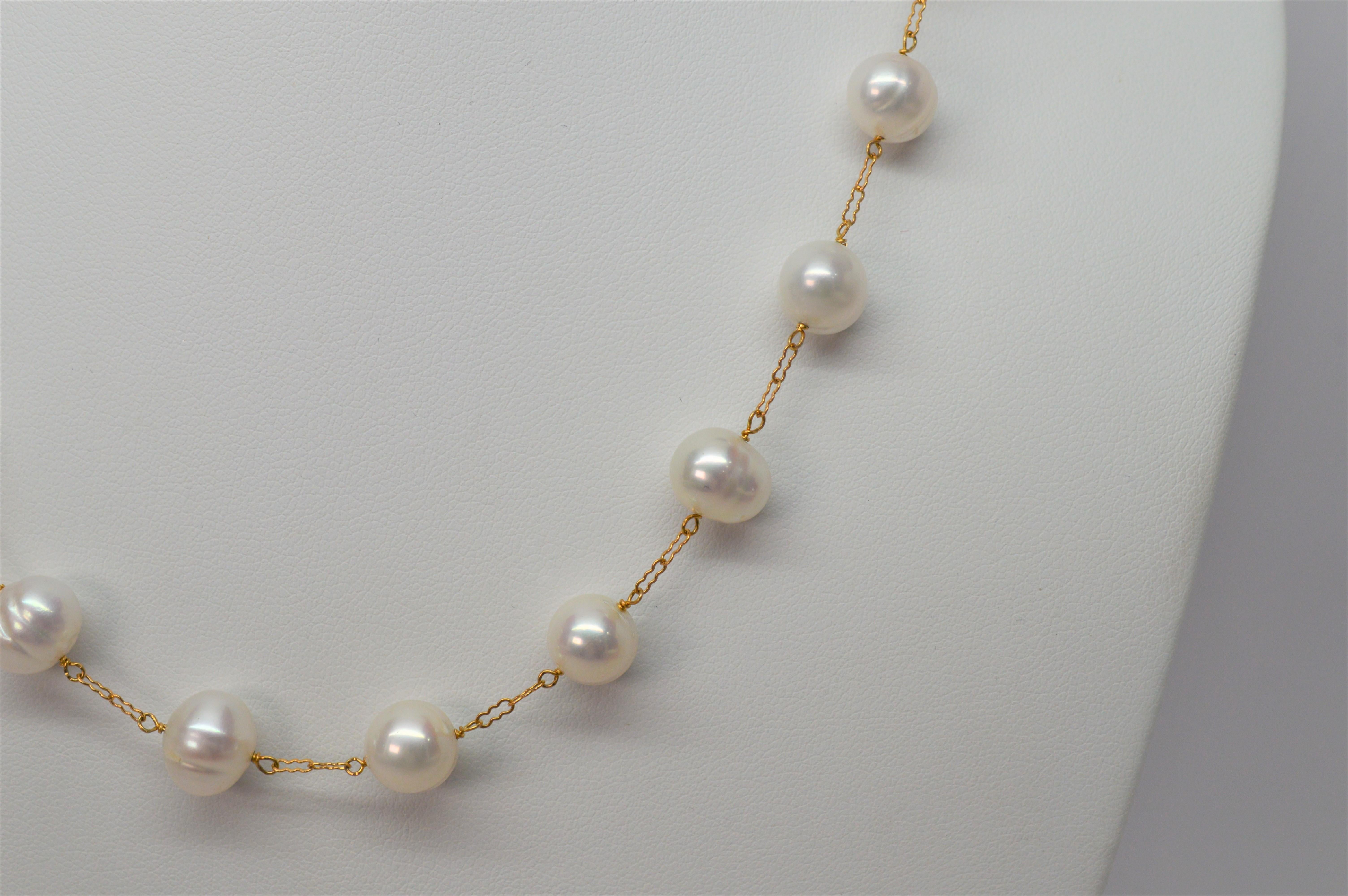 floating pearl gold necklace