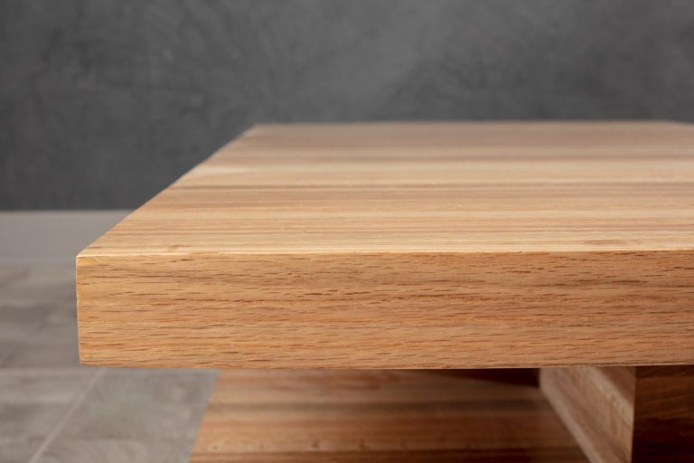 Hand-Crafted Modern Floating Oak Coffee Table For Sale