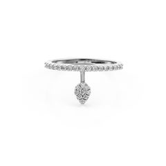 Floating Pear Diamond Stacking Ring in White Gold and Diamonds