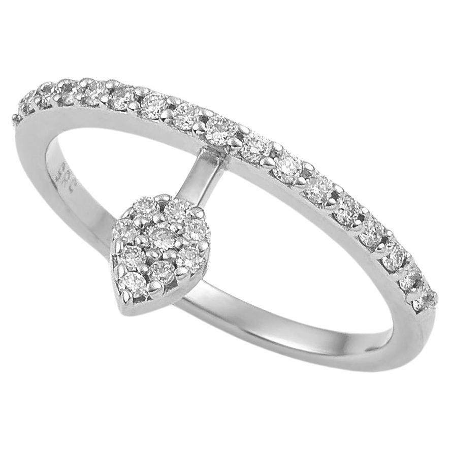 Floating Pear Diamond Stacking Ring in White Gold and Diamonds For Sale