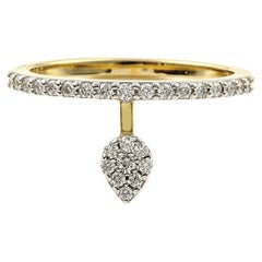 Floating Pear Diamond Stacking Ring in Yellow Gold and Diamonds