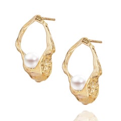 Floating Pearl 14k Gold Earrings