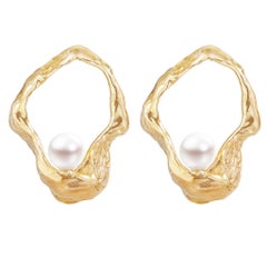 Orecchini con perle fluttuanti in oro 14k