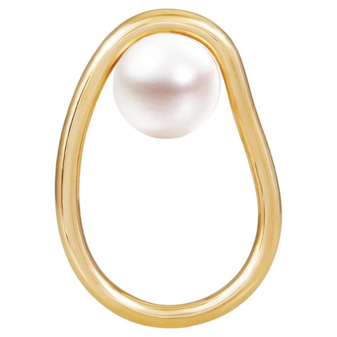 Bague en or 14k avec perle flottante