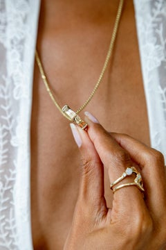 Floating Rough Cut Diamond & Amethyst Affirmation Pendant on Amethyst Lock