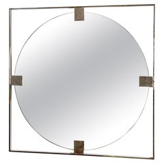 Floating Round Mirror with Nickel Surround and Embossed Detail