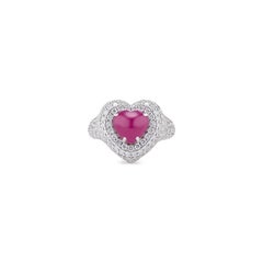 Floating Ruby Heart and Diamond Necklace