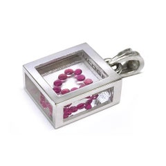 Incogem Floating Diamond Pendant: 14k White Gold Rubies