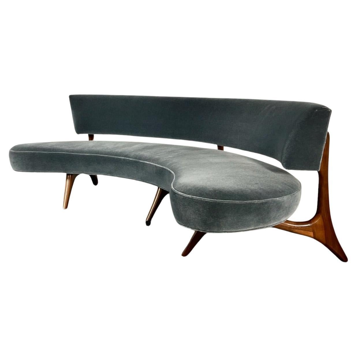 Floating Seat and Back Sofa in Mohair by Vladimir Kagan For Sale