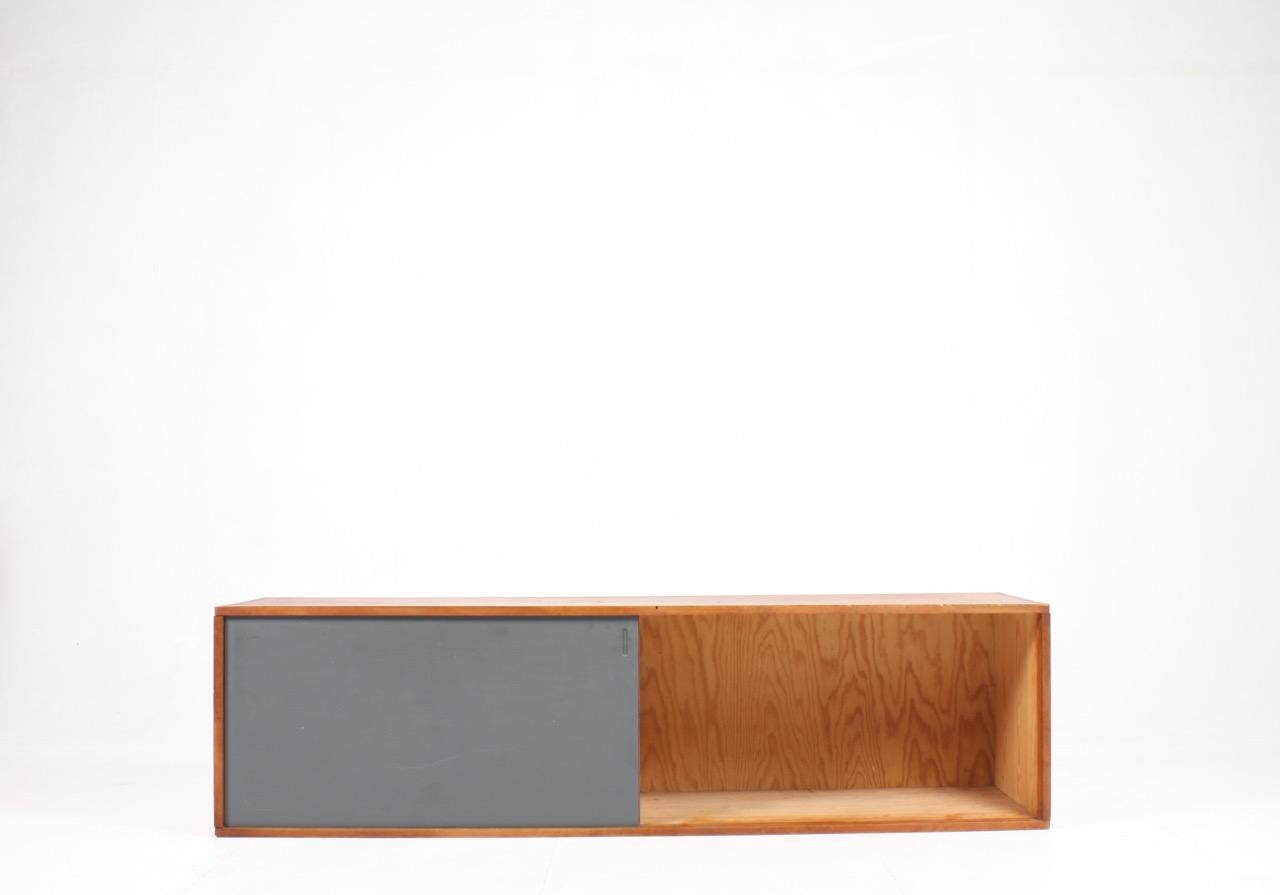 Scandinavian Modern Floating Sideboard in Pine with Colored Panels