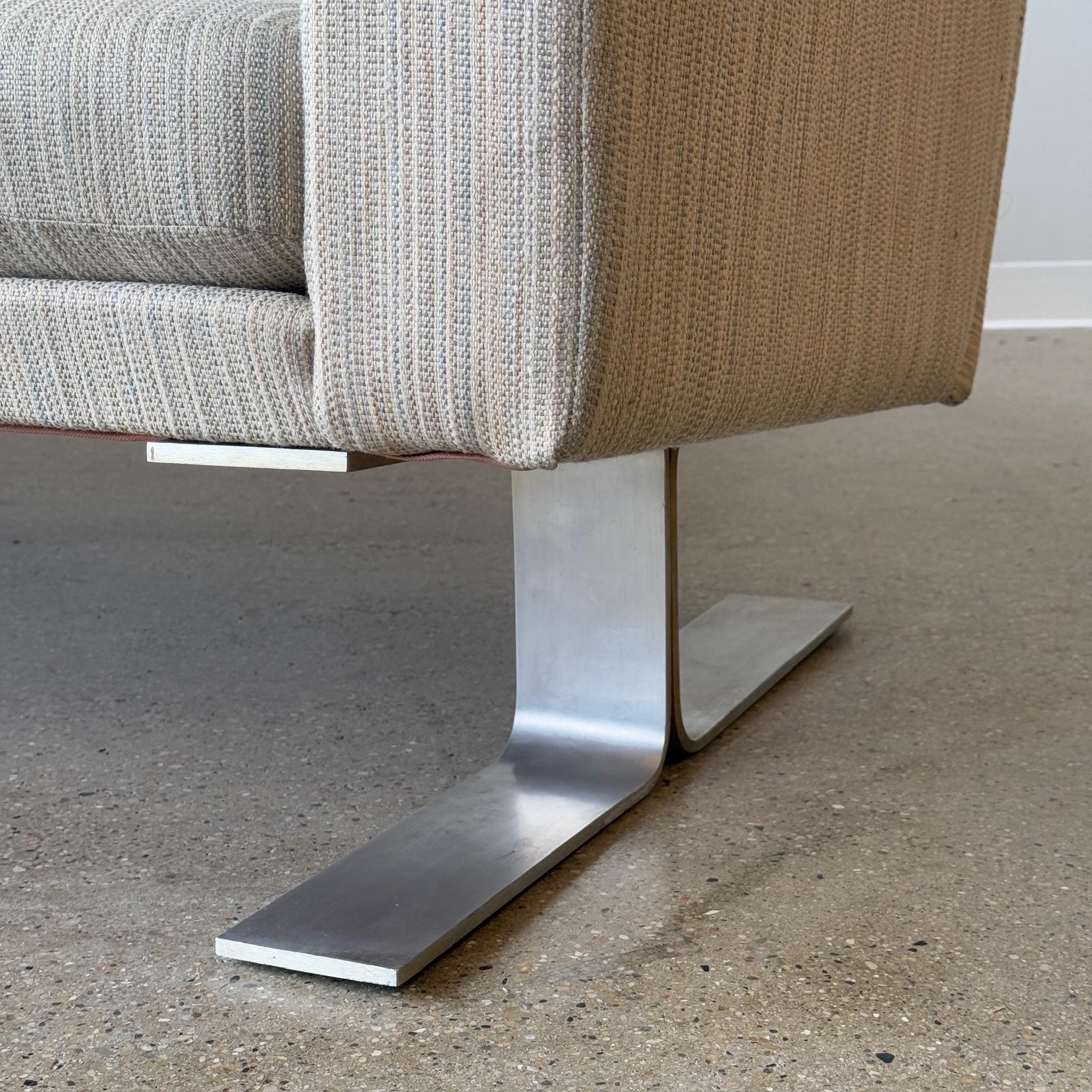c. 1980s. Sweden. Chrome legs with upholstered frame. 

