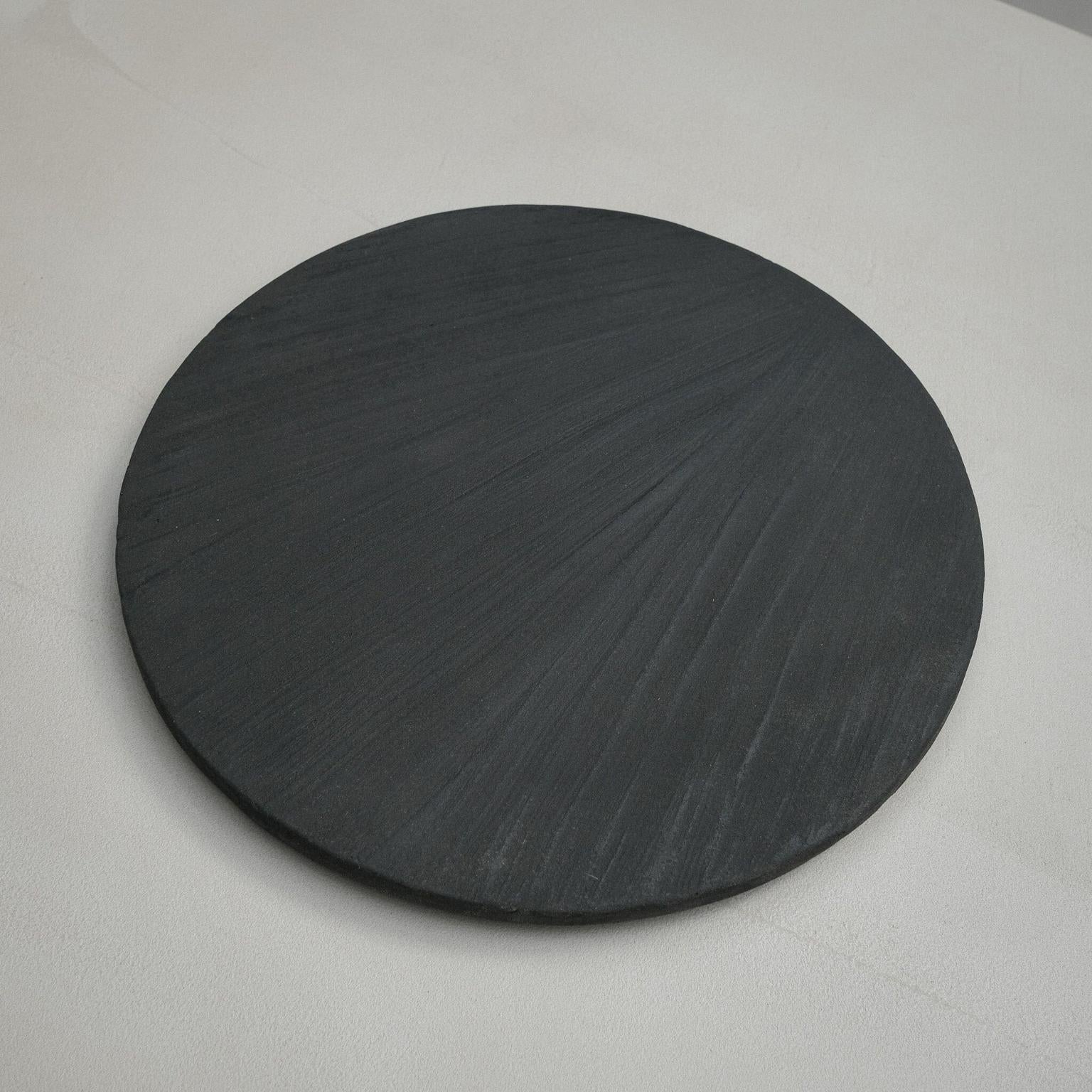 Post-Modern Black Solid Wood And Lime Cement Mixture Decorative Platter by Dennis Kaiser For Sale
