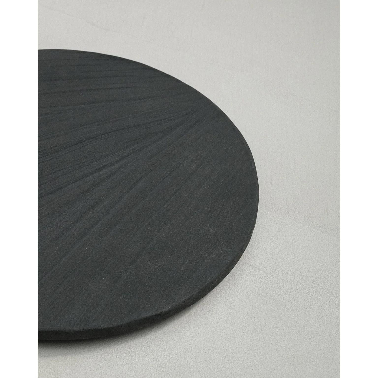 Italian Black Solid Wood And Lime Cement Mixture Decorative Platter by Dennis Kaiser For Sale