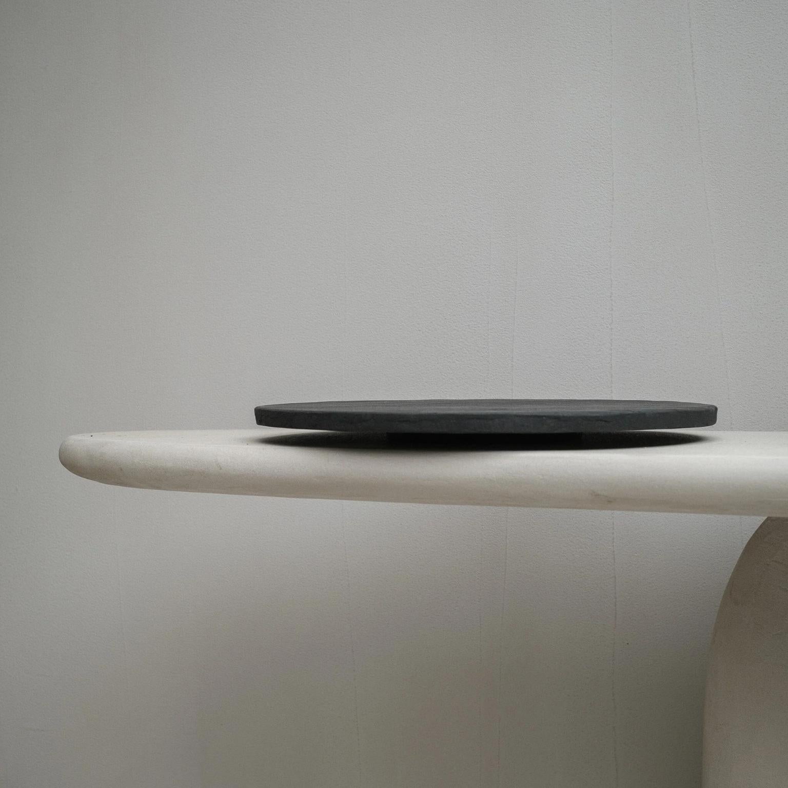 Contemporary Black Solid Wood And Lime Cement Mixture Decorative Platter by Dennis Kaiser For Sale