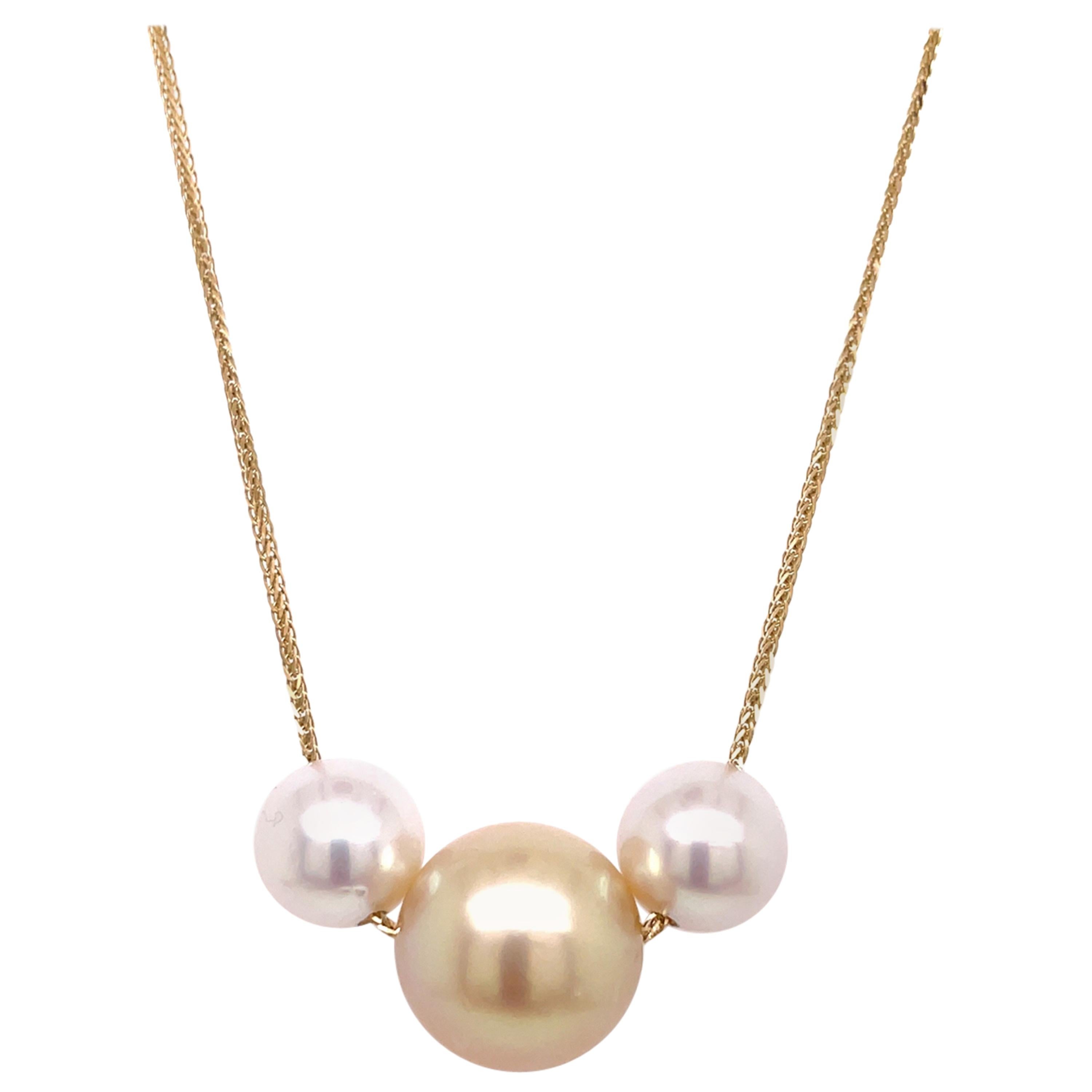 Floating South Sea Pearls and Golden Pearl Pendant For Sale