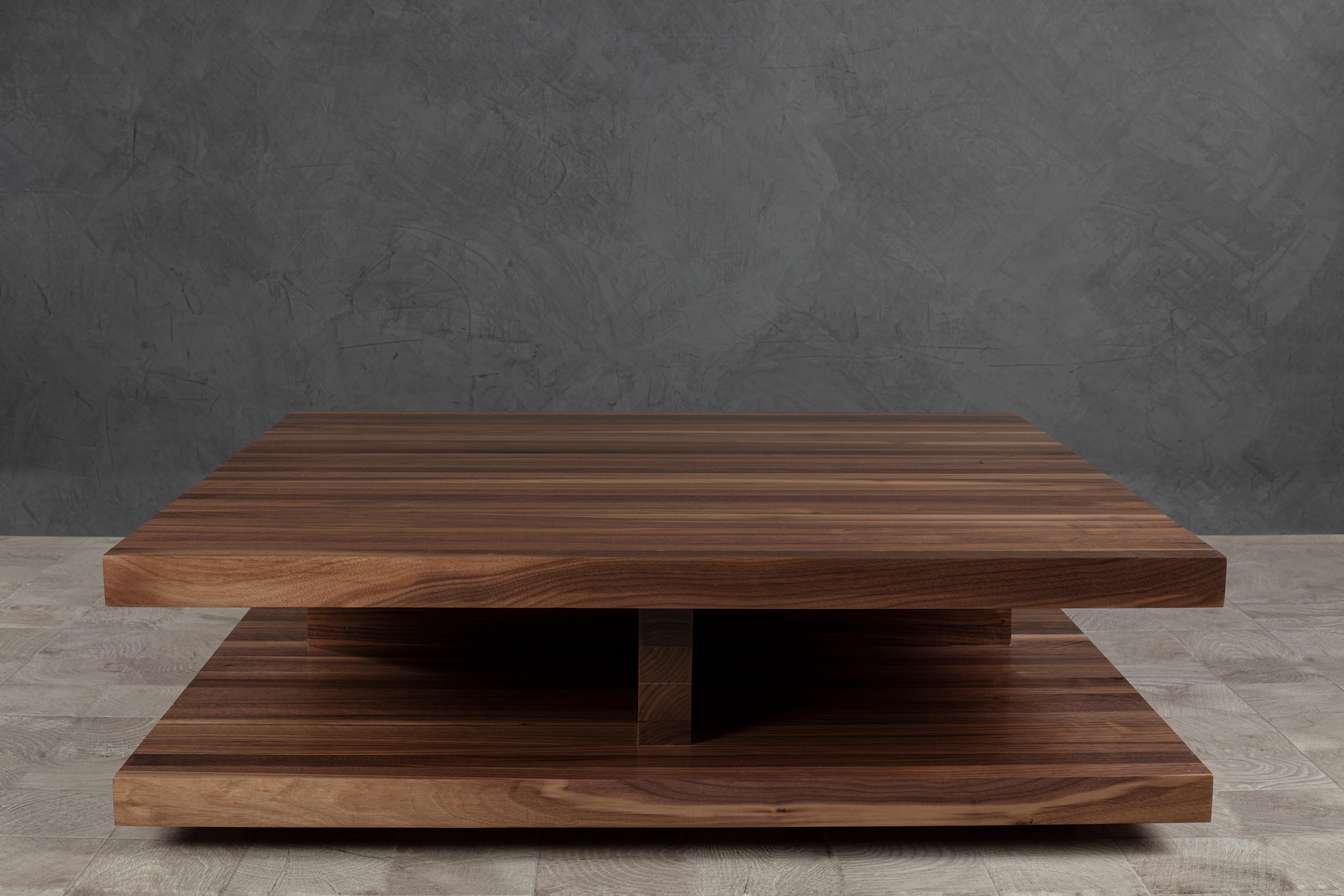 Floating Square Coffee Table in Solid Walnut by No Age Studio
Dimensions: D 121.9 x W 121.9 x H 38.1 cm. 
Materials: Walnut.

No Age Studio - Handcrafted Furniture

Every piece we create is made to order, crafted with care and precision to meet your