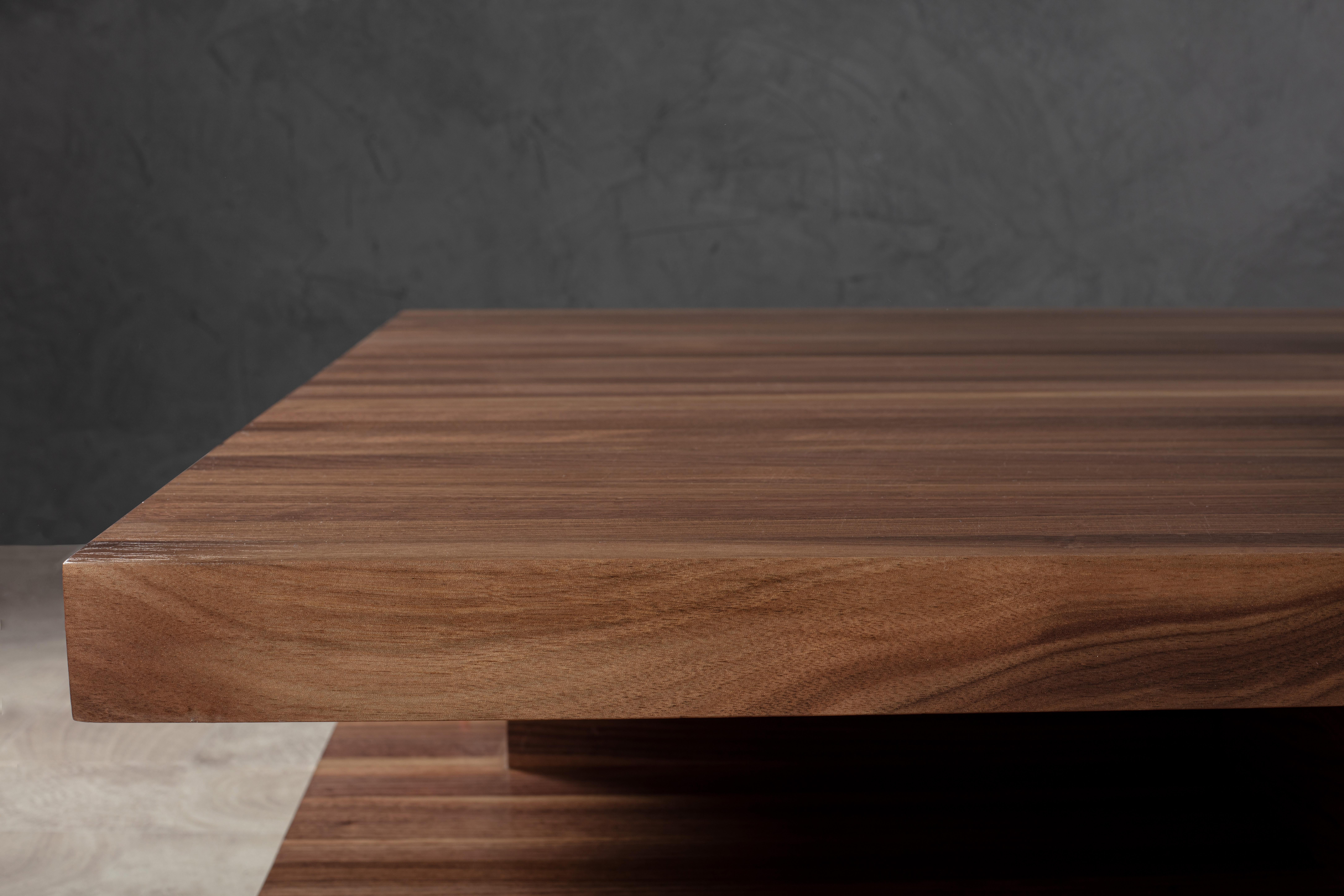 Other Floating Square Coffee Table in Solid Walnut by No Age Studio For Sale