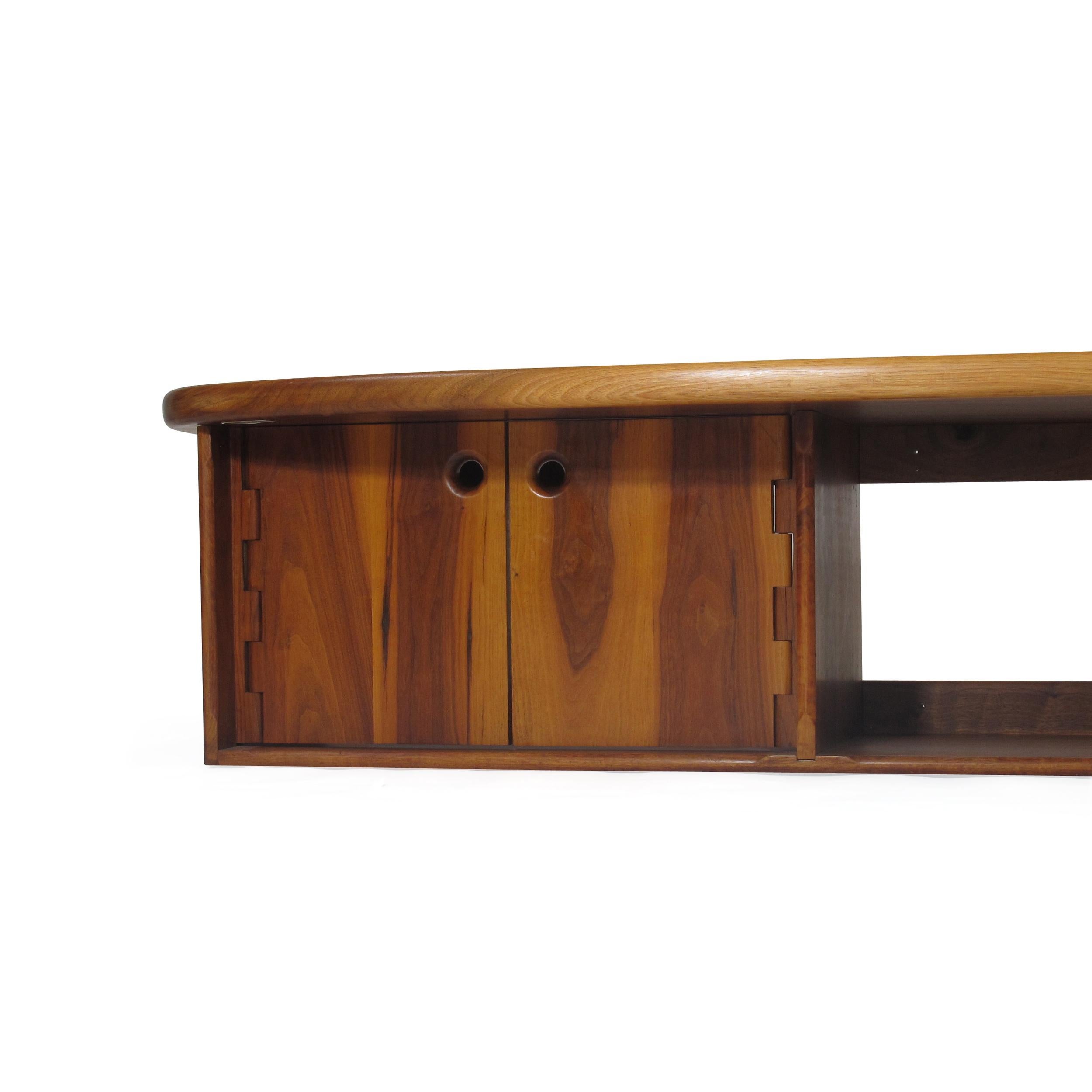 Oiled Floating Studio Craft Credenza Bench For Sale