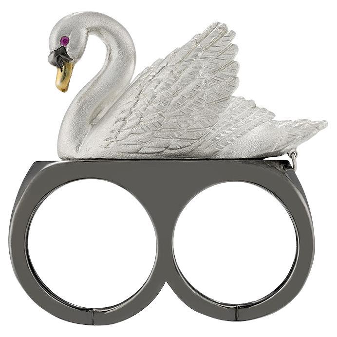 Floating Swan ring For Sale