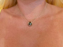 Floating Tahitian Diamond Basket Necklace 14k Yellow Gold