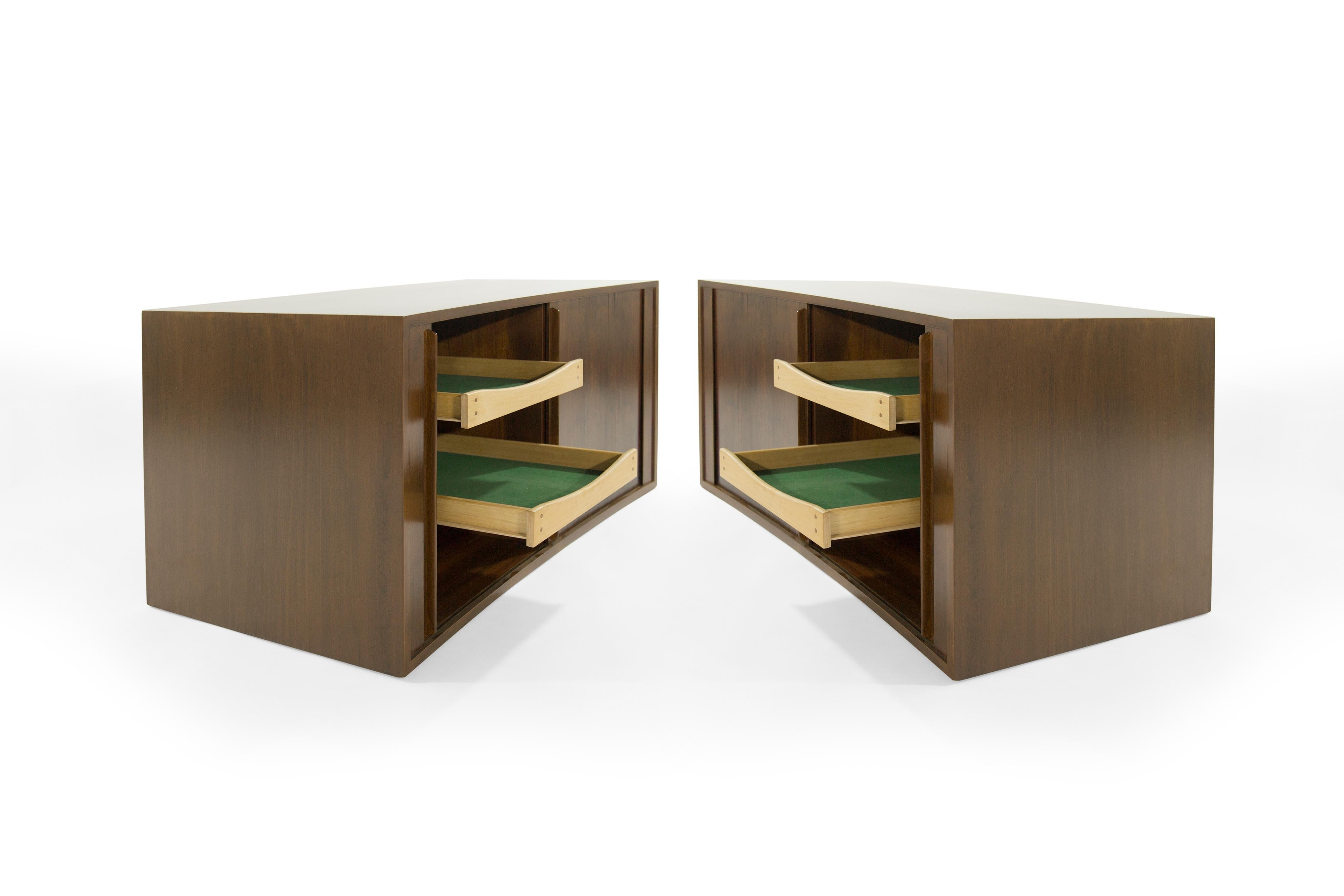 Floating Tambour Door Cabinets by Jorgen Clausen, Denmark, 1950s 1