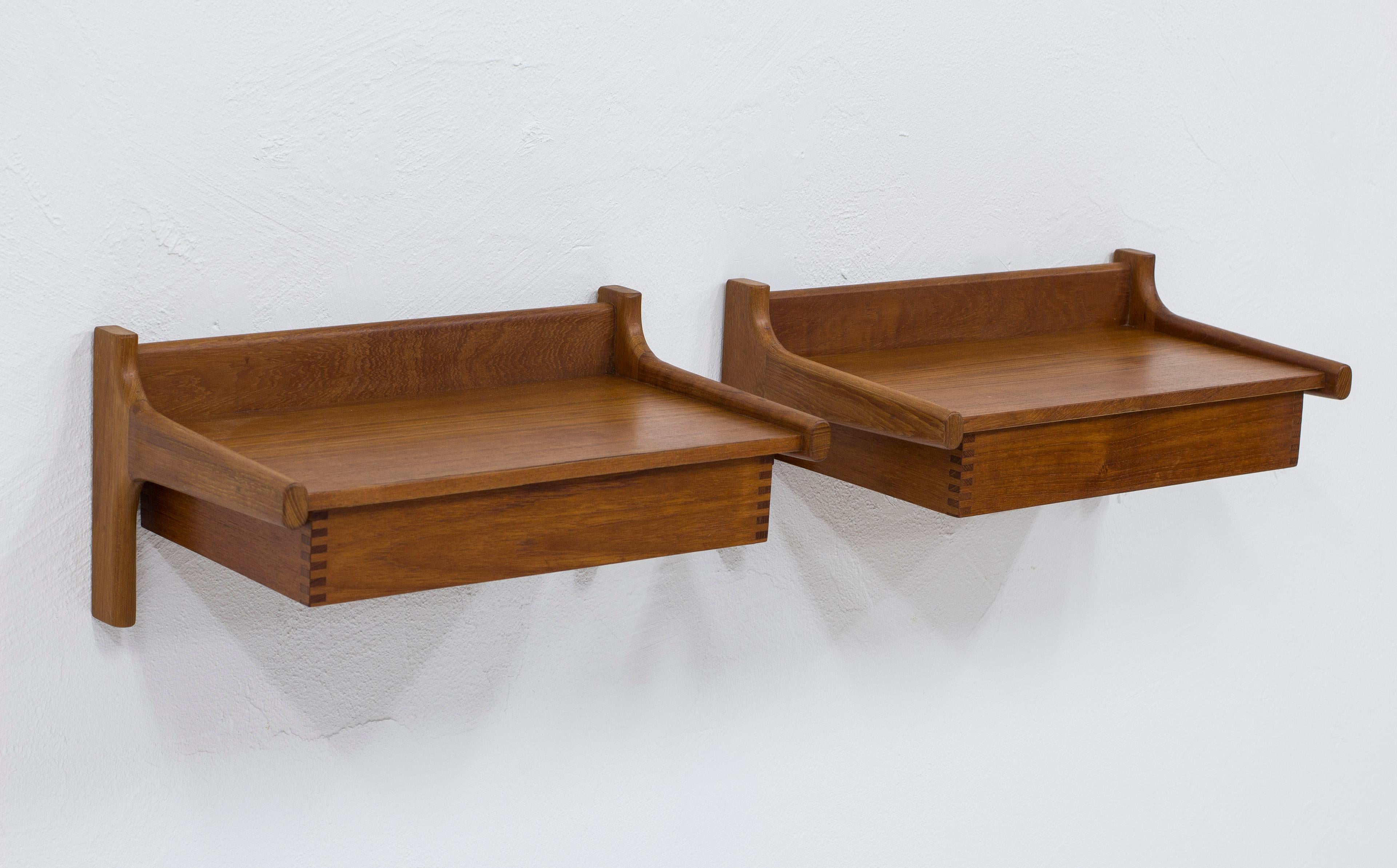 Danish Floating teak nightstands by Kai Kristiansen, Denmark, 1960s