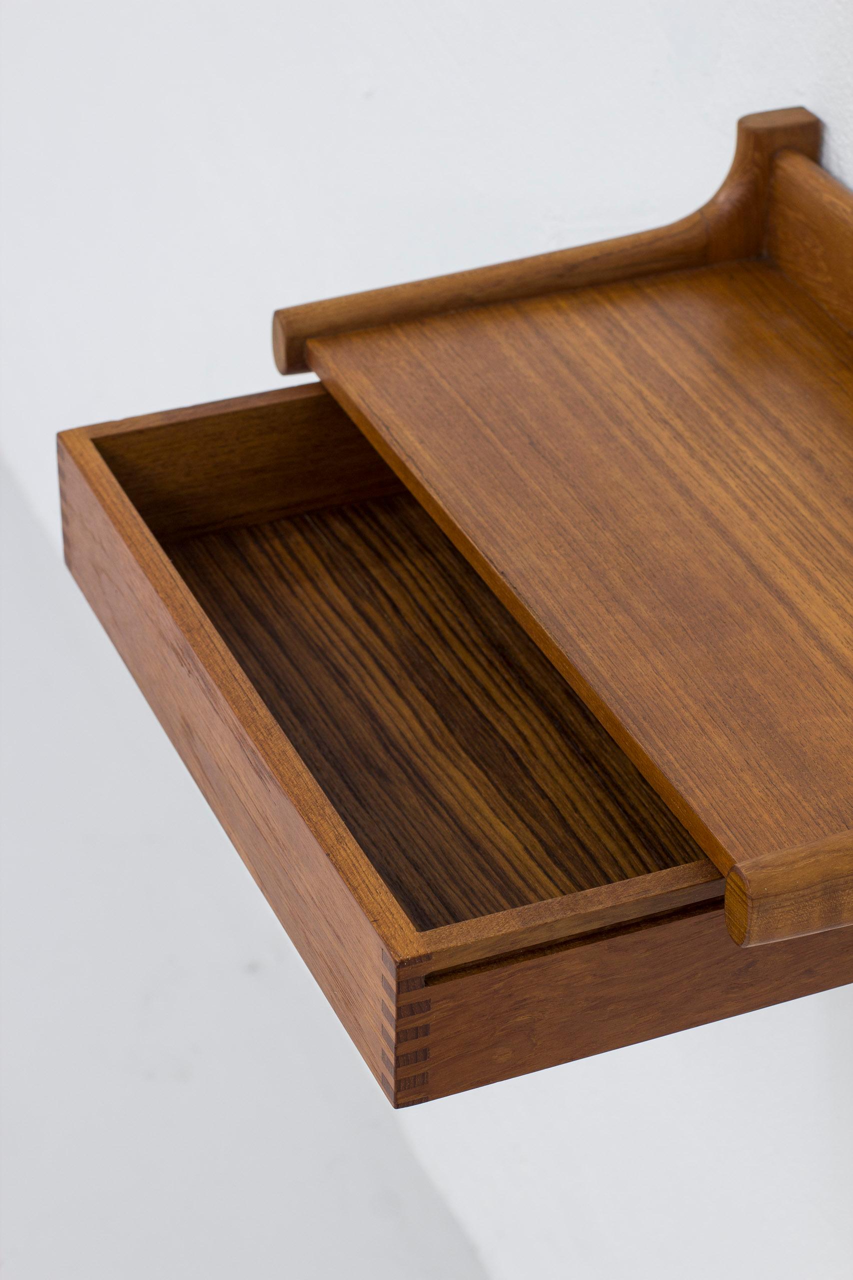 Mid-20th Century Floating teak nightstands by Kai Kristiansen, Denmark, 1960s