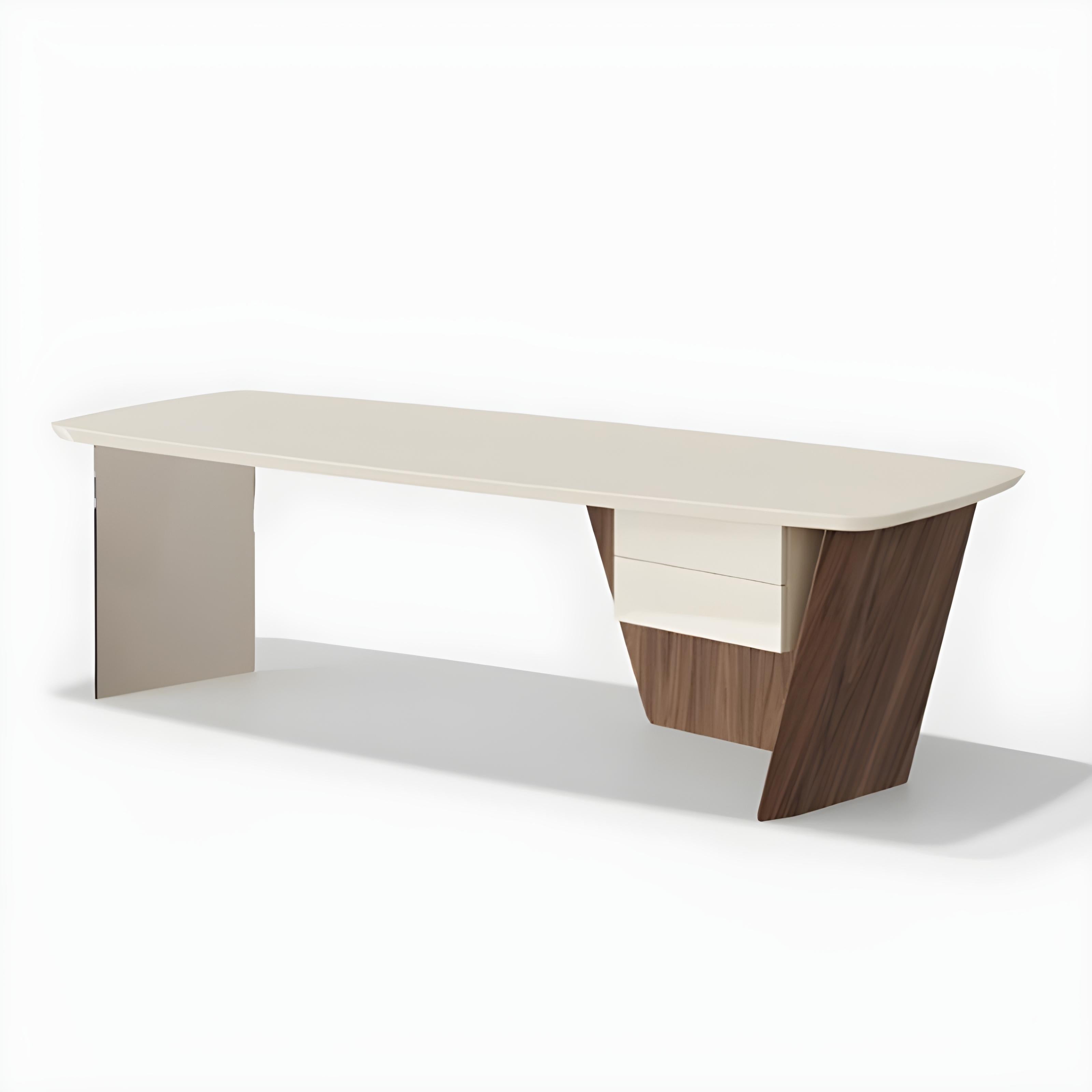 Schwebender Terrakotta-Lack-Schreibtisch mit integrierter Glasplatte - Mondo Design Studio (21. Jahrhundert und zeitgenössisch) im Angebot