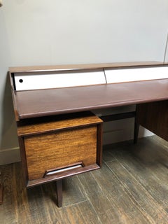 Milo Baughman Walnut Floating Top Desk by Drexel